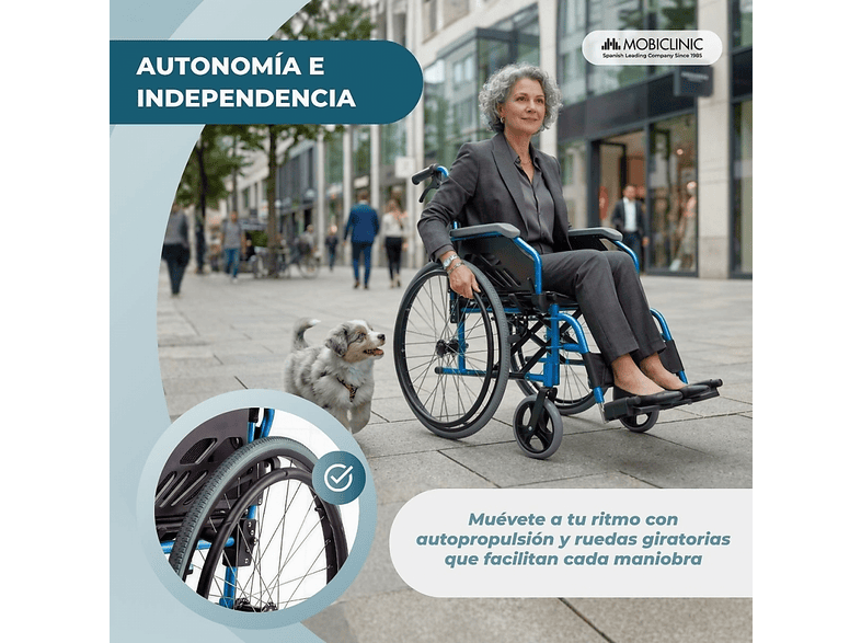 MOBICLINIC Bolonia — Silla de ruedas, Azul, vista 7