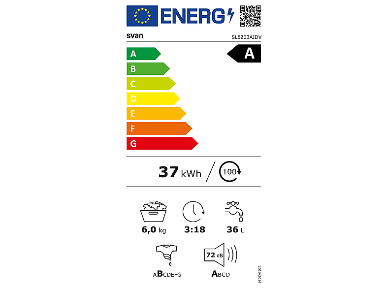 SVAN SL6203AIDV — Lavadora carga frontal, 6 kg, 11 programas, Blanco, 1200 rpm, vista 4