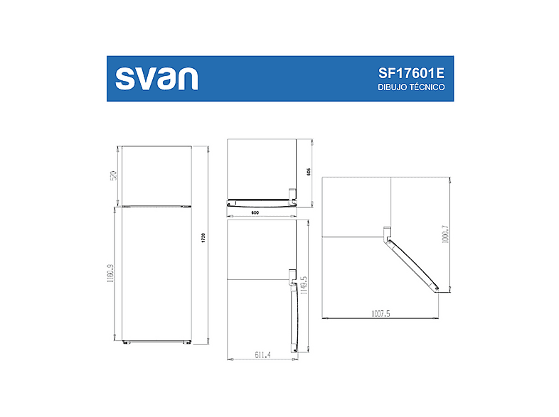 SVAN SF17601E — Frigorífico dos puertas, Altura 172,0 cm, Blanco, Capacidad 304 l, vista 7