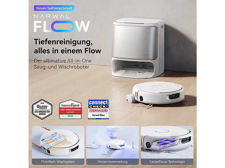 NARWAL Robot Aspirador Narwal Freo Galaxy Plata con Lavado Automático del Mopa — Robot aspirador, 65 W, Potencia de succión 22 kPa, Depósito 2,5 l, A…, vista 5