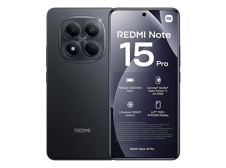 XIAOMI Redmi Note 15 Pro 4G — Smartphone, Negro, 512 GB, 12 GB RAM, 6500 mAh