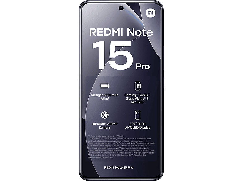 XIAOMI Redmi Note 15 Pro 4G — Smartphone, Negro, 512 GB, 12 GB RAM, 6500 mAh, vista 3