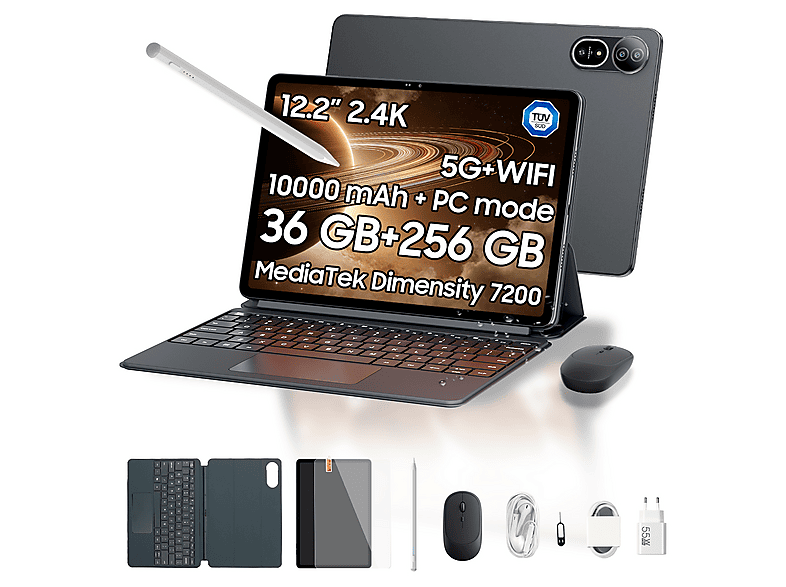 BLACKVIEW MEGA 12 — Tablet, 256 GB, Gris, 12 GB RAM, 12,2" Full-HD+