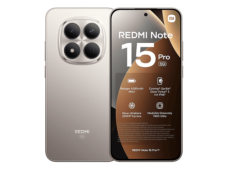 XIAOMI Redmi Note 15 Pro 5G — Smartphone, Plata, 512 GB, 8 GB RAM, 6580 mAh