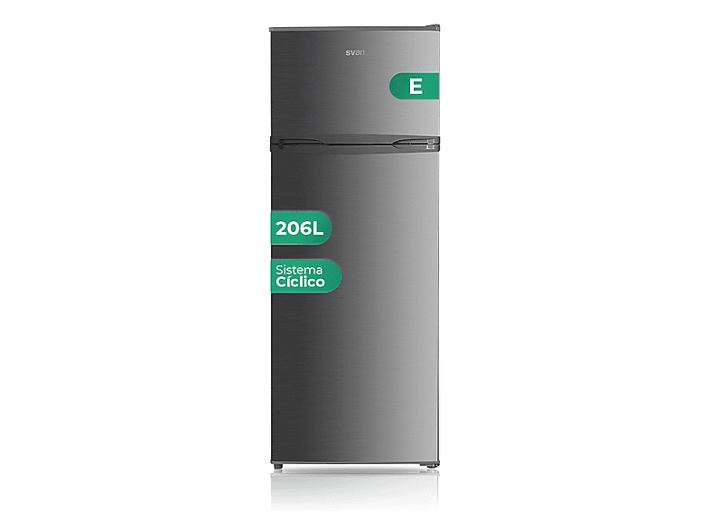 SVAN SF145503EX — Frigorífico dos puertas, Altura 143,0 cm, Inox, Capacidad 206 l