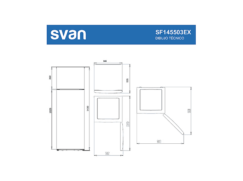 SVAN SF145503EX — Frigorífico dos puertas, Altura 143,0 cm, Inox, Capacidad 206 l, vista 7