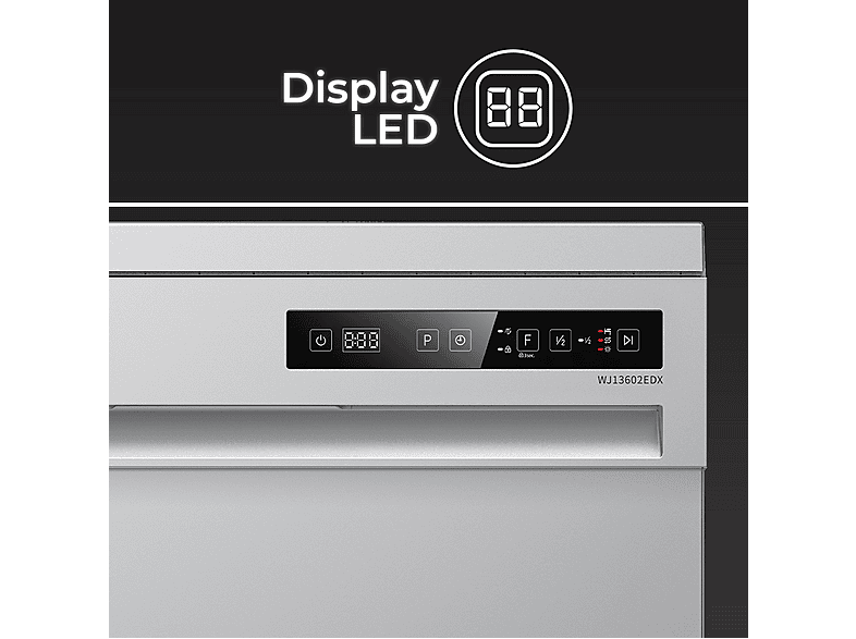WONDER WJ13602EDX — Lavavajillas libre instalación 60 cm, 6 programas, 59,8 cm, Inox, vista 2