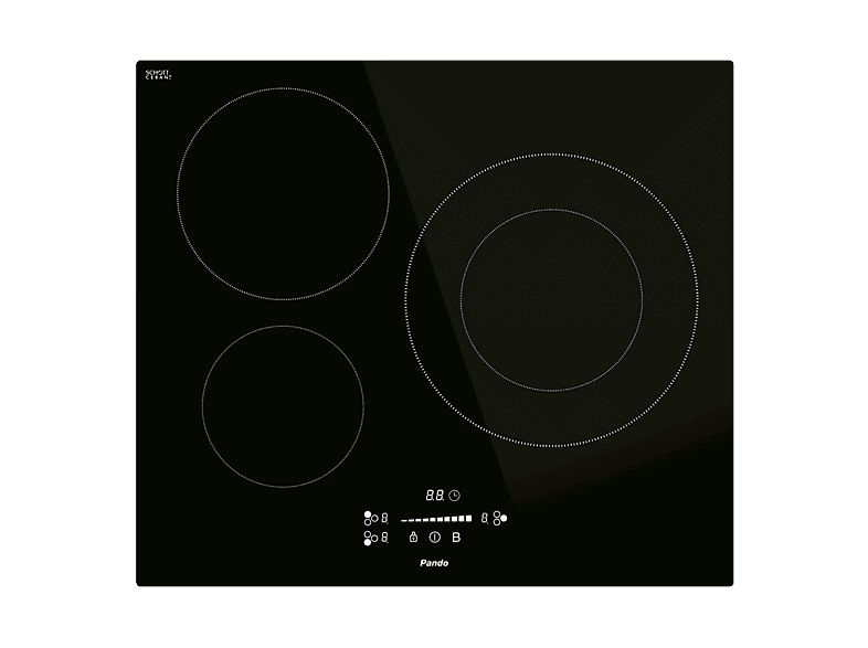 PANDO ONE IND-60 — Placa de inducción, 590 mm, 3 zonas, Cristal Negro