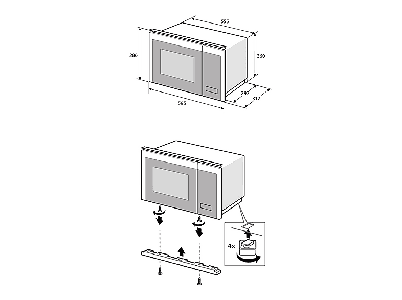 PANDO ONE MCR38 — Microondas integrable, 800 W, Negro, 20 l, vista 3