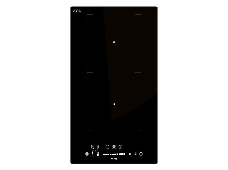 PANDO ONE IND-30 — Placa de inducción, 288 mm, 2 zonas, Cristal Negro