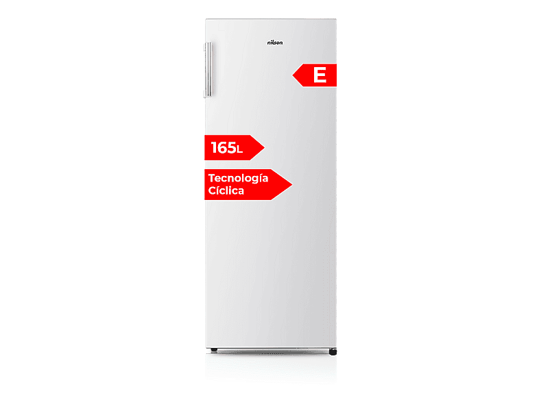 NILSON NCV145500E — Congelador vertical, 143,4 cm, Blanco, 165 l