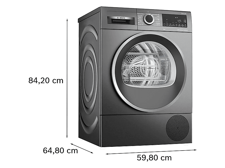 BOSCH WQG245DRES — Secadora bomba de calor, 9 kg, 14 programas, Grey, Bomba de calor, vista 3