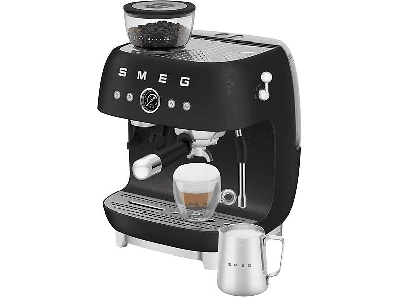 SMEG EGF03 — Cafetera espresso manual, 1650 W, 20 bar, 2 tazas, Negro mate, vista 6