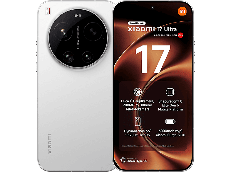 XIAOMI 17 Ultra — Smartphone, Blanco, 512 GB, 16 GB RAM, 6000 mAh