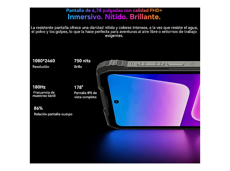BLACKVIEW ROCK 3 — Smartphone, Naranja, 256 GB, 8 GB RAM, 10000 mAh, vista 5