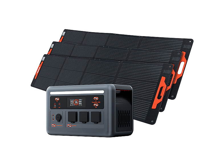OSCAL PowerMax 1800SE con 3 panel solar de 200 W — Estación de energía