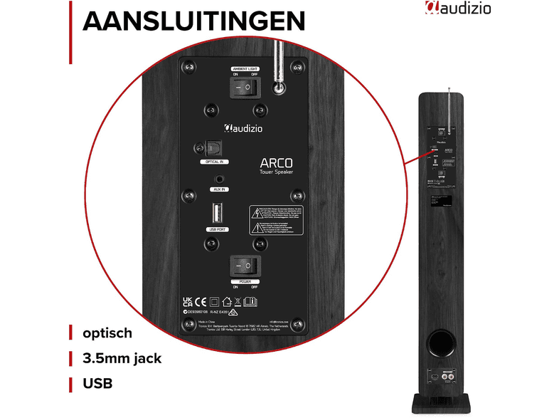 AUDIZIO Arco - Activos 2uds + radio — Altavoz de suelo, Bluetooth, Black, vista 7