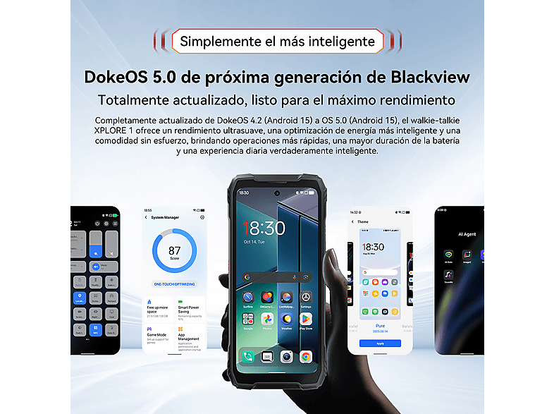BLACKVIEW XPLORE 1 Walkie Talkie 5G — Smartphone, Naranja, 256 GB, 12 GB RAM, 6,78" FHD+ 120Hz, vista 4