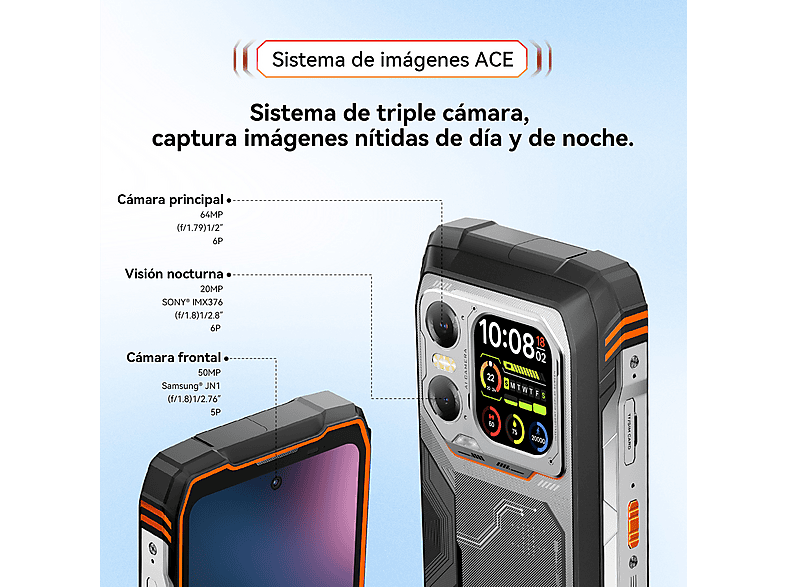 BLACKVIEW XPLORE 1 Walkie Talkie 5G — Smartphone, Naranja, 256 GB, 12 GB RAM, 6,78" FHD+ 120Hz, vista 7