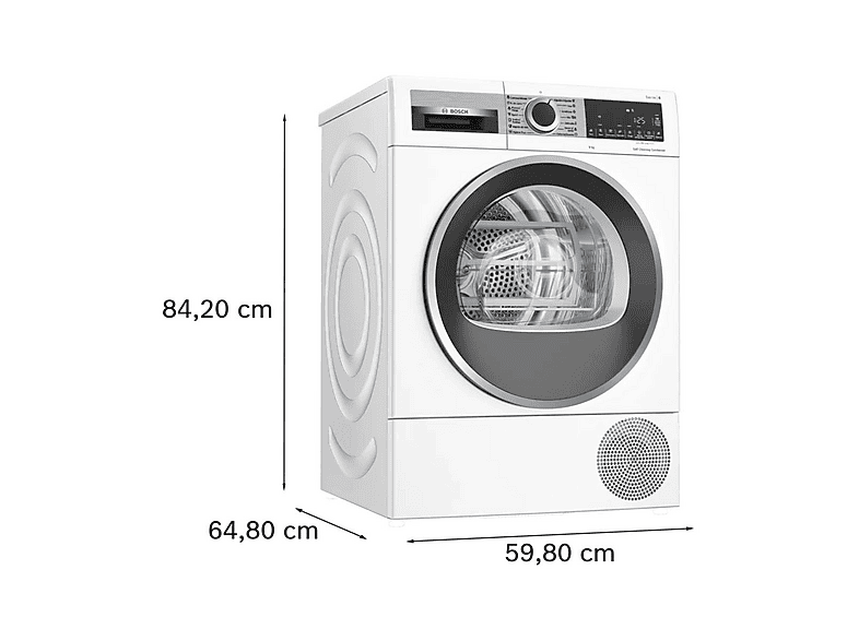 BOSCH Serie 6 — Secadora bomba de calor, 9 kg, 14 programas, Blanco, Bomba de calor, vista 6