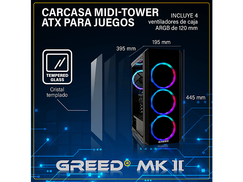 GREED MK2 Intel | Gaming Ordenador / Computer — PC Gaming, 32 GB RAM, 1000 GB SSD, Negro, Intel Core i7, vista 2