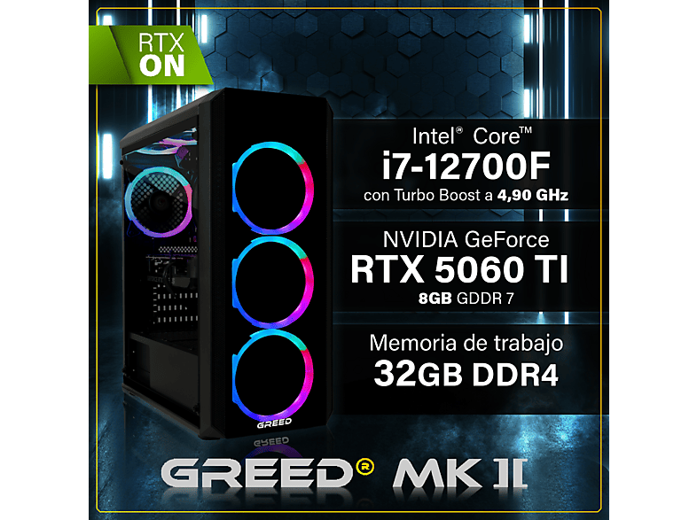 GREED MK2 Intel | Gaming Ordenador / Computer — PC Gaming, 32 GB RAM, 1000 GB SSD, Negro, Intel Core i7, vista 3