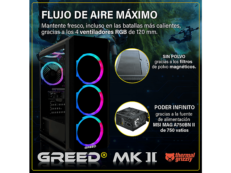 GREED MK2 Intel | Gaming Ordenador / Computer — PC Gaming, 32 GB RAM, 1000 GB SSD, Negro, Intel Core i7, vista 4