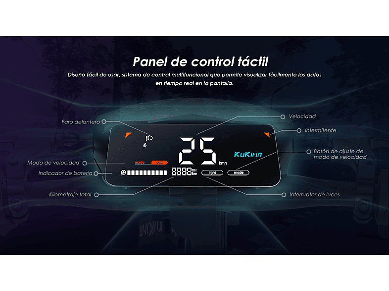 KUKIRIN G2 VMP — Patinete eléctrico, Pot. máx. 500 W, Carga máx. 120 kg, negro (ref. 176067531), vista 4