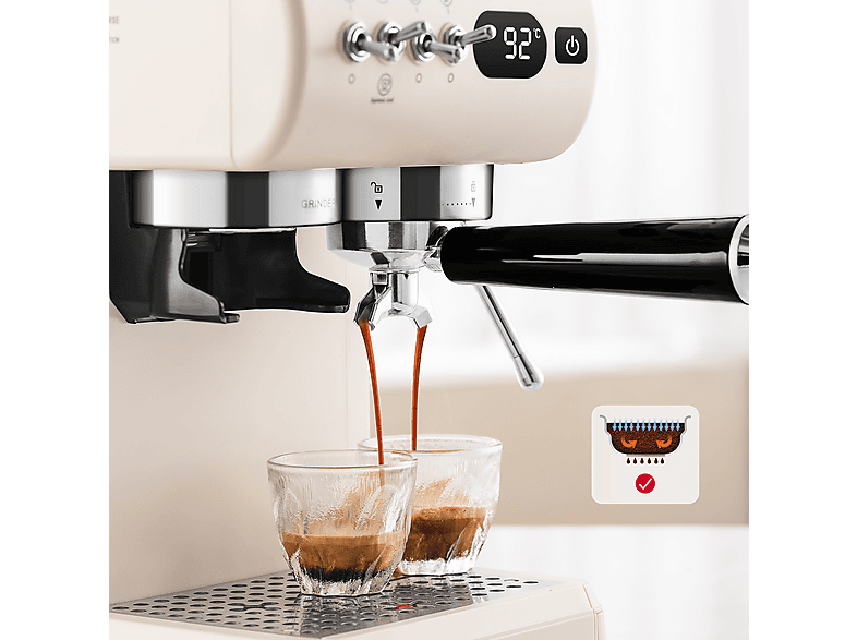 DAM DMBB0128C01 — Cafetera express, 1350 W, Blanco, 20 bar, vista 2