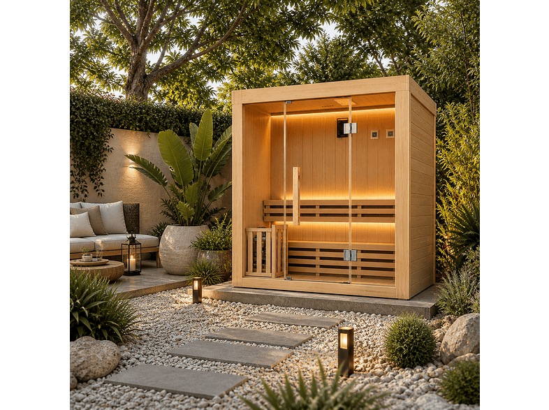 NIXSPA tradicional 3 plazas vapor 3,5kW NIXSPA-3PK (3.5KW) — Sauna, Madera, vista 3