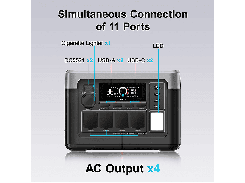 OUKITEL P1000EPLUS — Estación de energía portátil, vista 3
