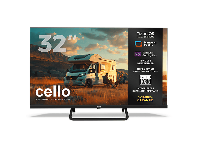 CELLO CTrav-32TZ — TV LED 32", Negro, Full-HD, Smart TV, DVB-T2 (H.265)