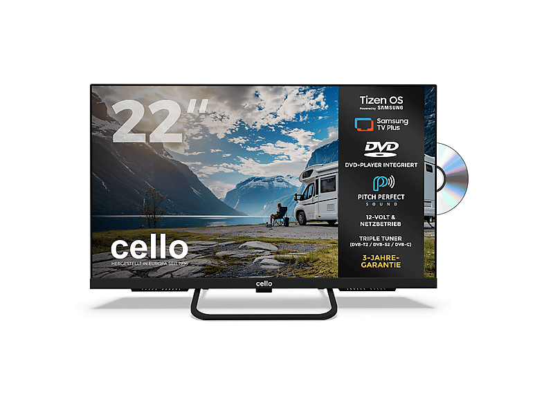 CELLO CTrav-22TZF — TV LED 22", Negro, Full-HD, Smart TV, DVB-T2 (H.265)