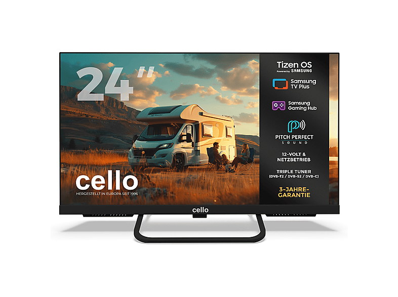 CELLO CTav-24TZ — TV LED 24", Negro, HD, Smart TV, DVB-T2 (H.265)