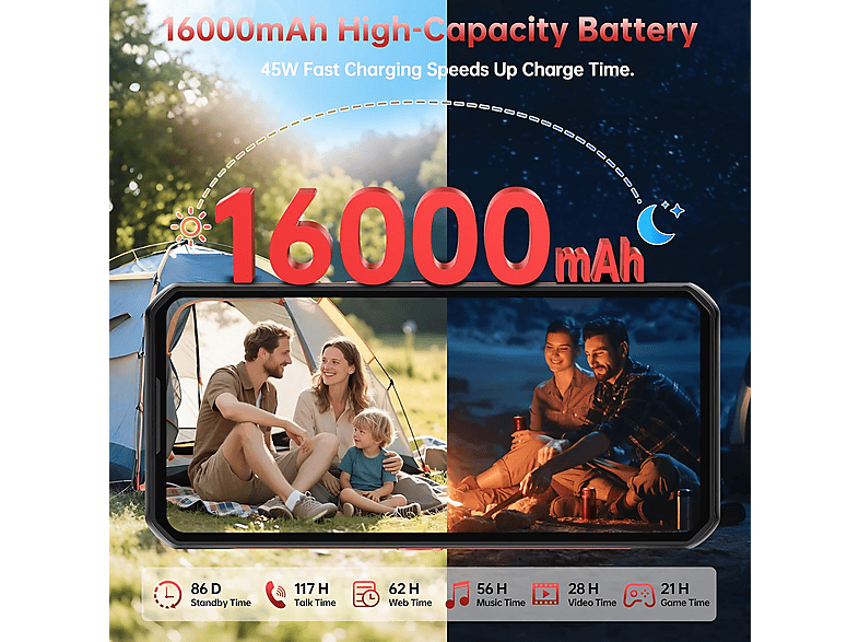 OUKITEL WP56-8-256 — Smartphone, 256 GB, 12 GB RAM, 16000 mAh, rojo, vista 3
