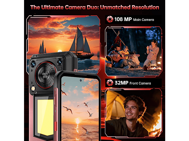OUKITEL WP56-8-256 — Smartphone, 256 GB, 12 GB RAM, 16000 mAh, rojo, vista 4