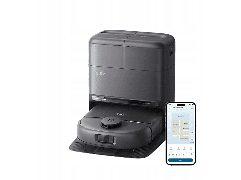 EUFY Omni C28 — Robot aspirador, 600 W, Negro, Potencia de succión 15000 Pa, Depósito 3 l