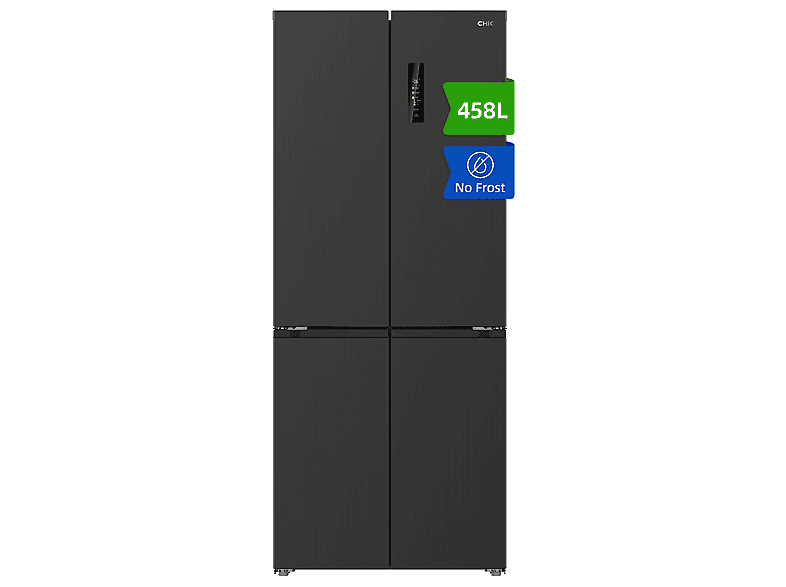 CHIQ CCD460NGE — Frigorífico Americano, Altura 1920 mm, No Frost, Capacidad 458 l, Color Inox Oscuro