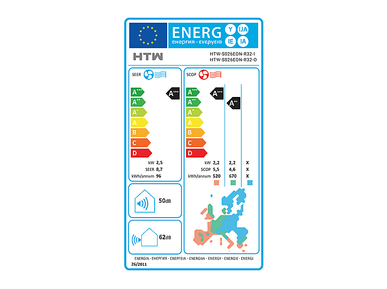 HTW EON 4.6 DC 2250 frigorias Inverter 2.6 kW Wifi incl. A+++ — Aire acondicionado Split 1x1, blanco, vista 7