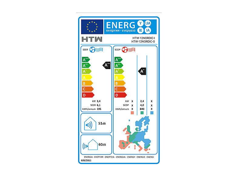 HTW NORDIC Inverter 3000 frigorias 3.5 kW WIFI incluido — Aire acondicionado Split 1x1, blanco, vista 7