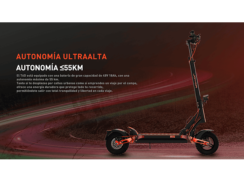 JOYOR T6D — Patinete eléctrico, Pot. máx. 600 W, Carga máx. 120 kg, negro (ref. 179048021), vista 4
