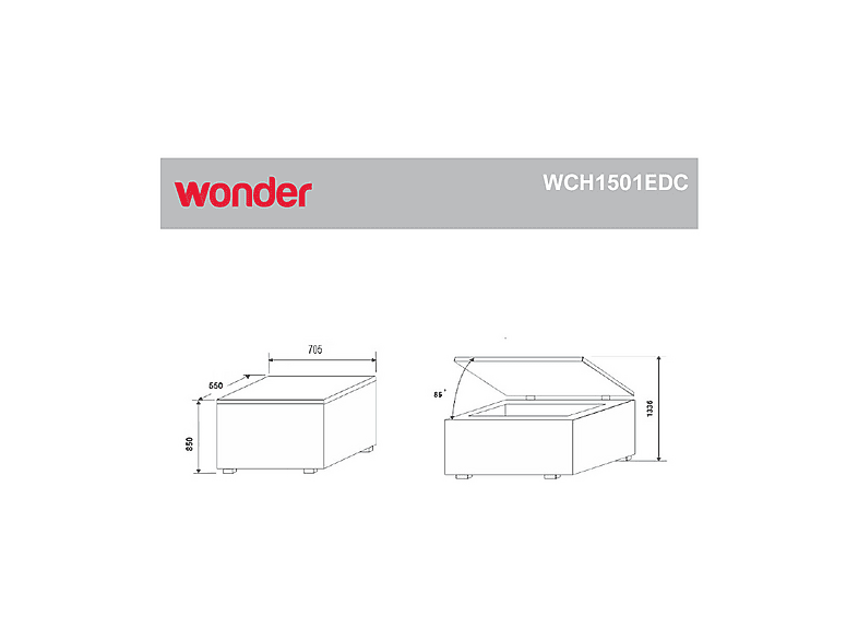 WONDER WCH1501EDC — Congelador horizontal, 84,5 cm, Blanco, 142 l, vista 7