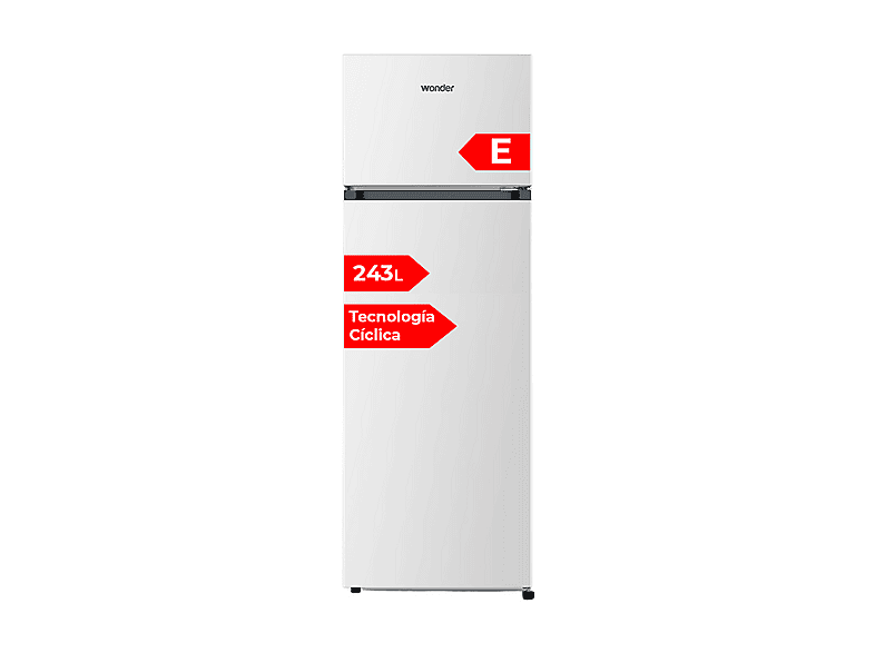 WONDER WF165501E — Frigorífico dos puertas, Altura 161 cm, Blanco, Capacidad 243 l