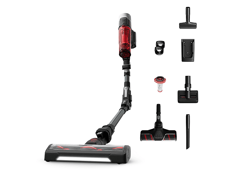 ROWENTA X-Force Flex 9.60 RH2098WO — Aspiradora portátil, 250 W, Negro, Rojo, Potencia de succión 100 AirWatt