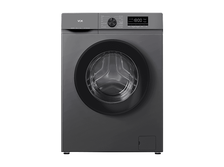 VOK EVW-8BAGL2412 — Lavadora de carga frontal, 8 kg, 14 programas, Gris, Motor Inverter
