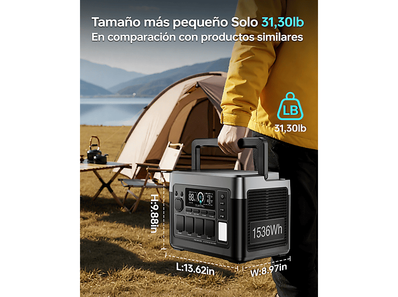 OUKITEL P1500EPLUS-PV200 — Estación de energía portátil, vista 2