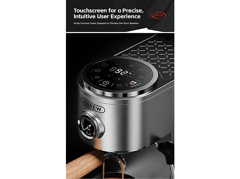 HIBREW H13 — Cafetera espresso manual, 2100 W, Blanco, 20 bar, vista 4