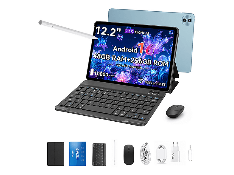BLACKVIEW MEGA 5 — Tablet, 256 GB, Azul, 12 GB RAM, 12,2" Full-HD