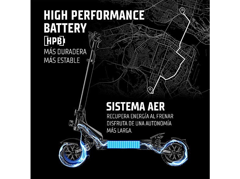 ZWHEEL ZWolf Plus — Patinete eléctrico, Pot. máx. 2000 W, Carga máx. 120 kg, 20000 mAh, 70 km autonomía, vista 5