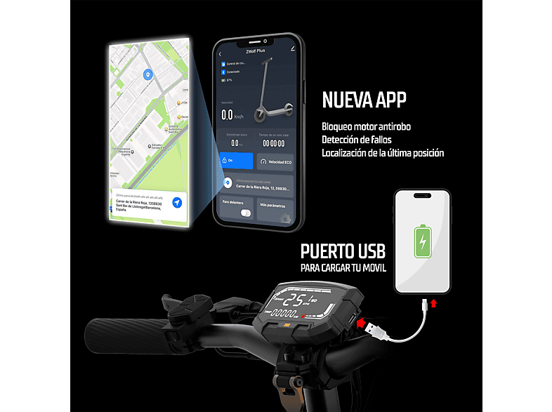 ZWHEEL ZWolf Plus — Patinete eléctrico, Pot. máx. 2000 W, Carga máx. 120 kg, 20000 mAh, 70 km autonomía, vista 6